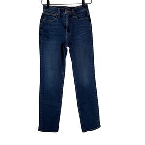 J. Crew Womens Blue Stretch Cotton Blend Mid Rise Essential Straight Jeans Sz 24